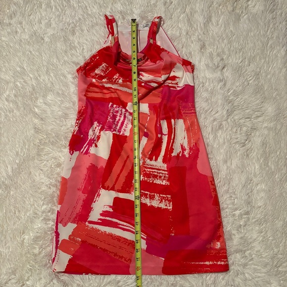 Sandra Darren Abstract Red and Pink Dress Size 8 - Picture 6 of 9